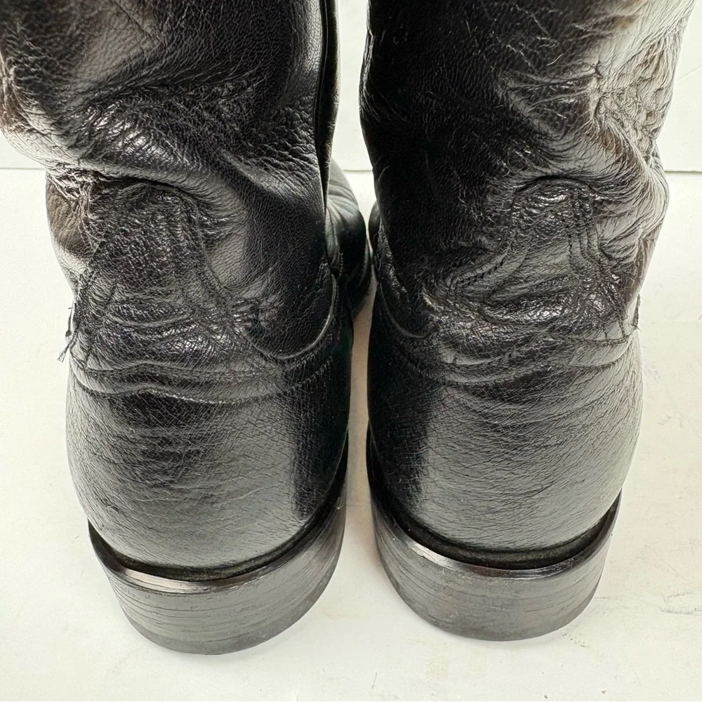 Vintage Lucchese Black Smooth Ostrich Leather Cowboy Boots Men’s size 7D L8008